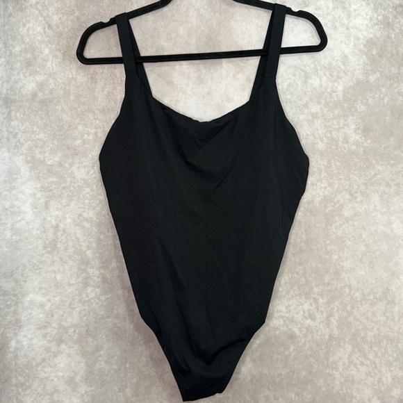 Athleta One Piece Swimsuit Womens Large Black Athletic Sporty Swim - Picture 1 of 4